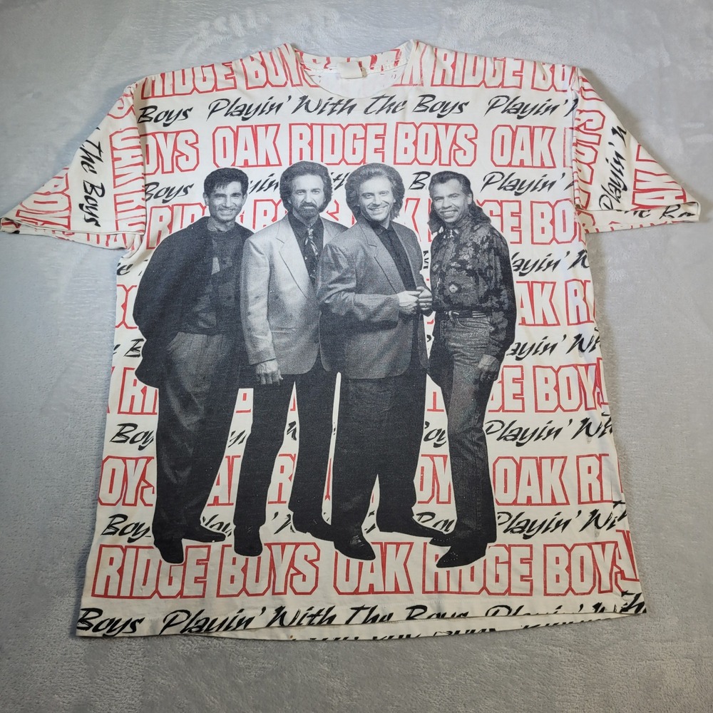 Oak Ridge Boys T-Shirt Mens OSFA White All Over Print Playin With The Boys Vtg